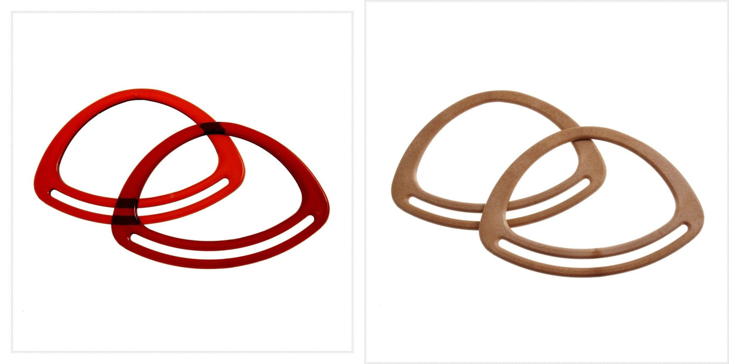 2 x Oval Shaped Plastic Handles Macramé Bag Making Crafts 7in. - Select Colours