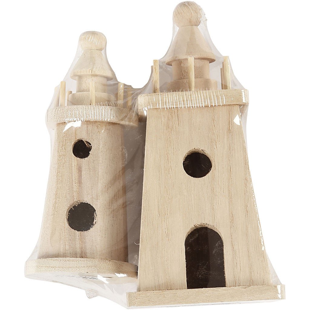 2 x Paulownia Wood Lighthouses Decoration Crafts 18x8 cm