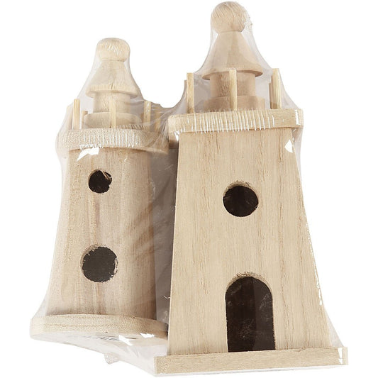 2 x Paulownia Wood Lighthouses Decoration Crafts 18x8 cm