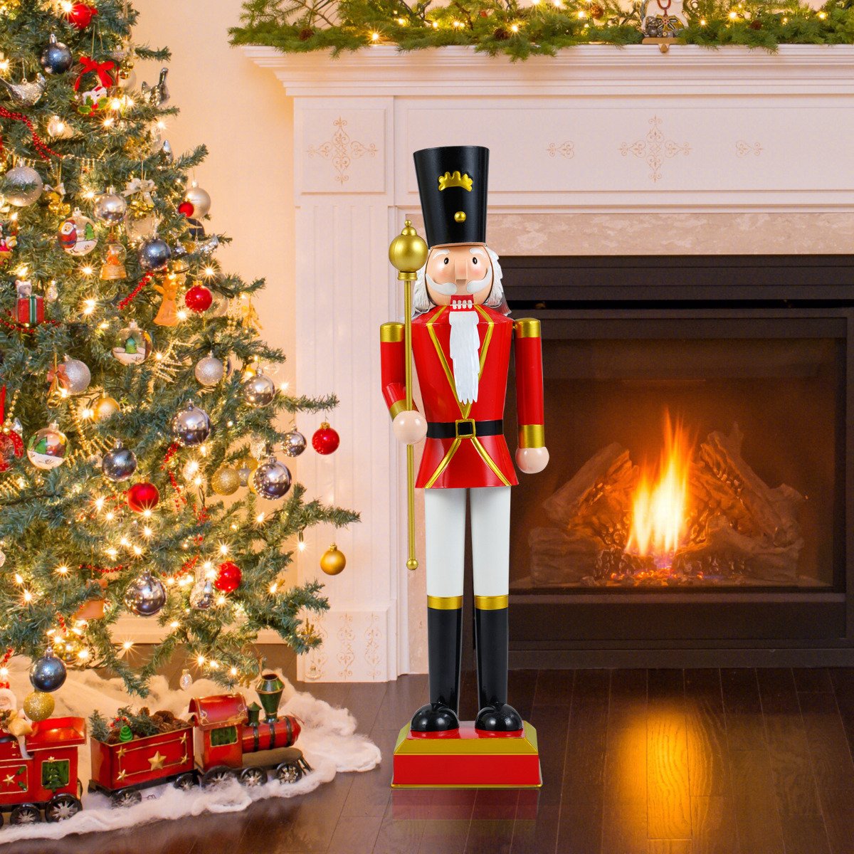 2.4 FT/4 FT Christmas Nutcracker Xmas Nutcracker Figure with High Hat-Black