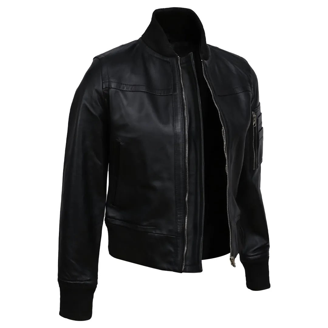 Women's Sheep Leather Dual-Zip Bomber