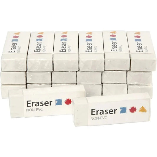 20 Flexible White Erasers Rubbers Pencils Writing School Office Bulk Wholesale