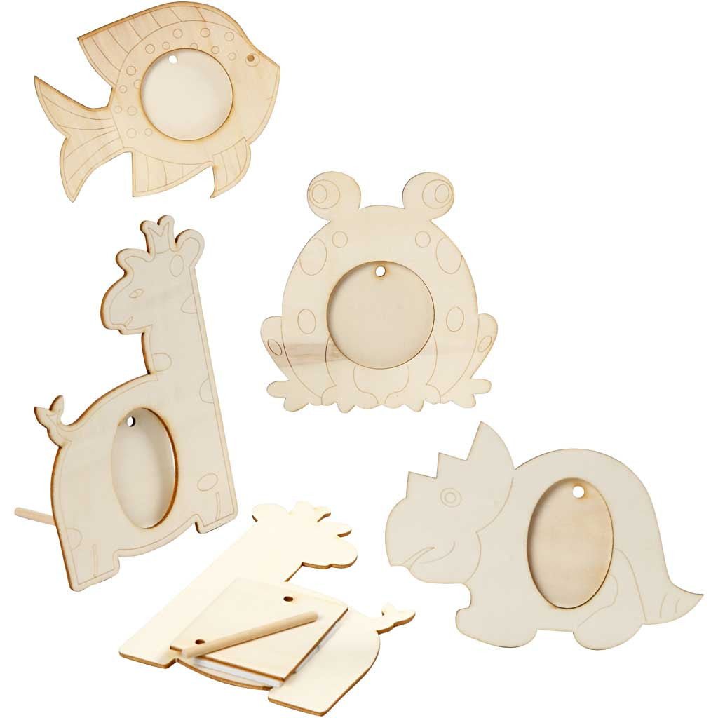 20 x Assorted Design Plywood Animal Motif Frames Decoration Crafts 10x15 cm