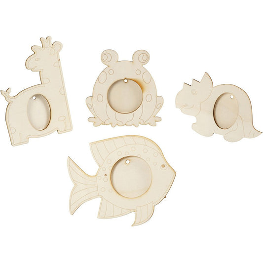 20 x Assorted Design Plywood Animal Motif Frames Decoration Crafts 10x15 cm
