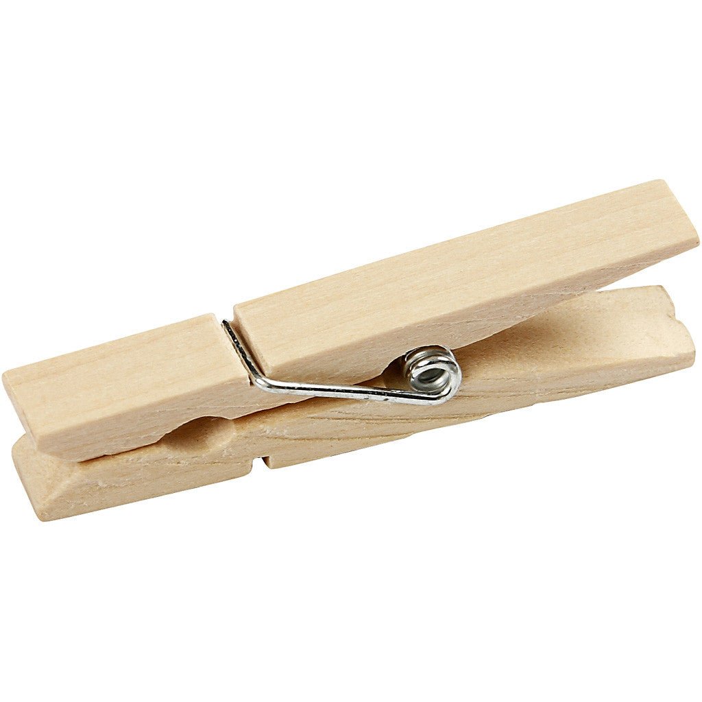 20 x Birch Wood Clothes Pegs With Metal Spiral Crafts L: 48mm W: 6mm