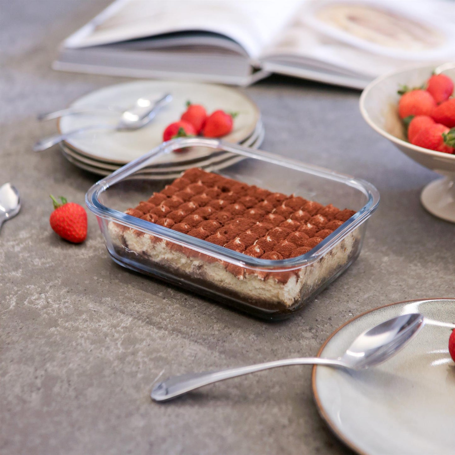 Rectangular Glass Cake Dish - 17cm x 12.5cm
