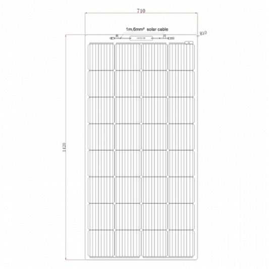 200W SEMI-FLEXIBLE FIBREGLASS SOLAR PANEL WITH DURABLE ETFE COATING