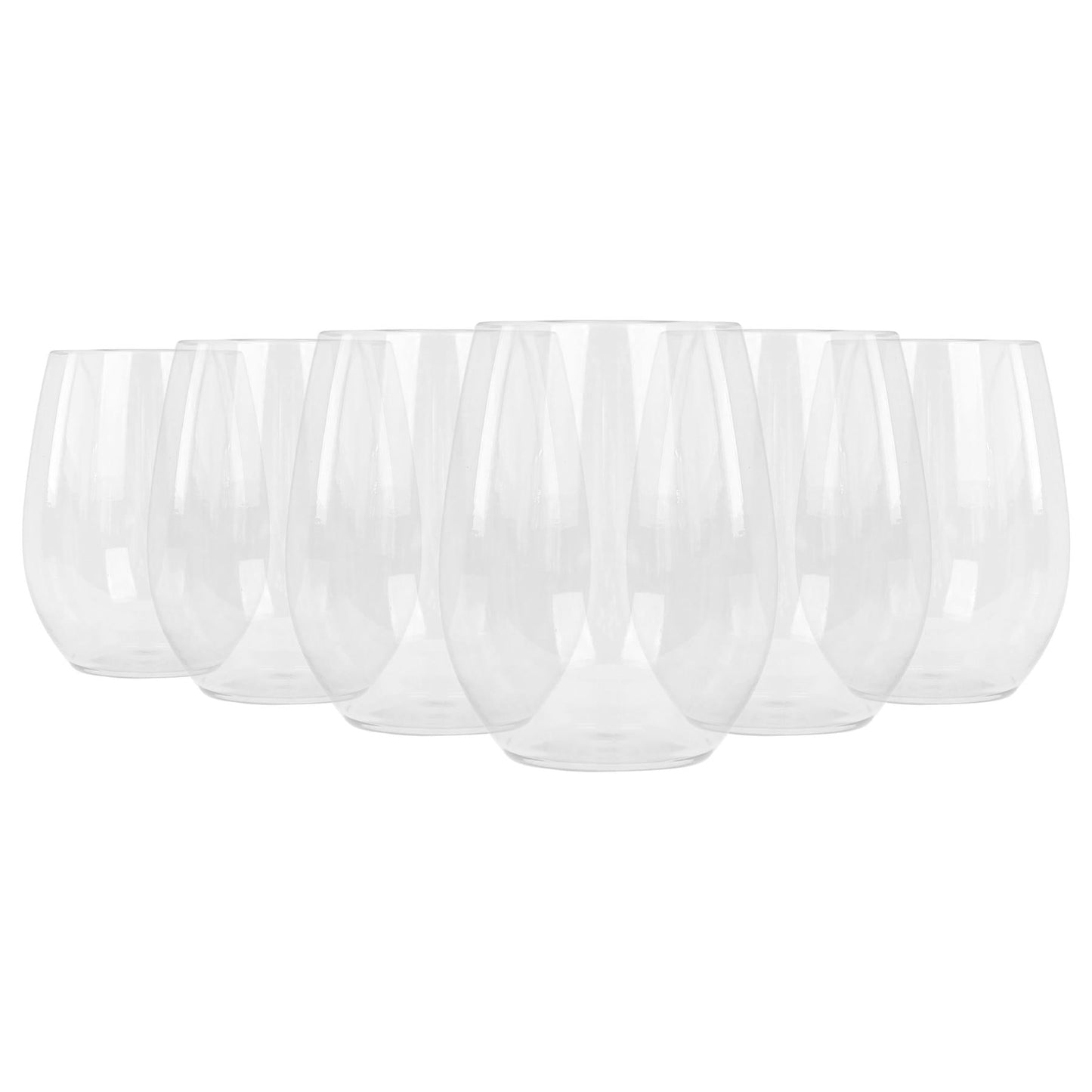 300ml Reusable Plastic Stemless Wine Glasses - Pack of Six