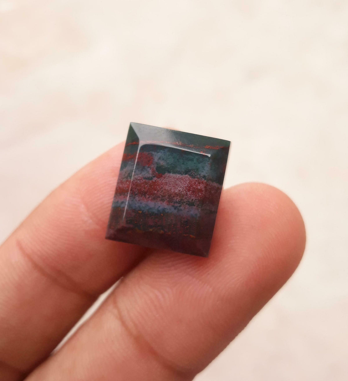 16.4ct Natural High Quality  Blood Stone - Heliotrope - Dimension -17 x15mm
