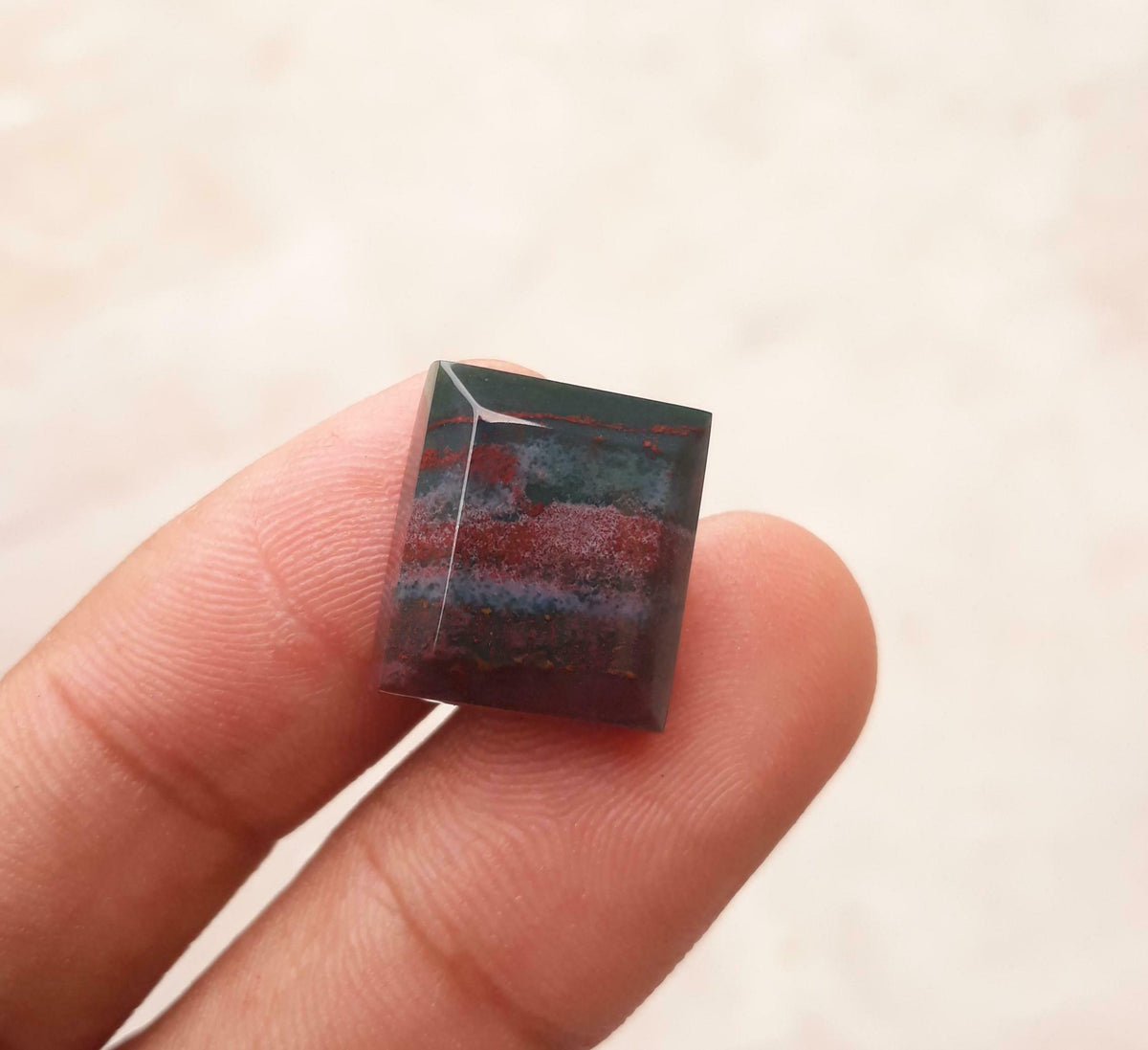 16.4ct Natural High Quality  Blood Stone - Heliotrope - Dimension -17 x15mm