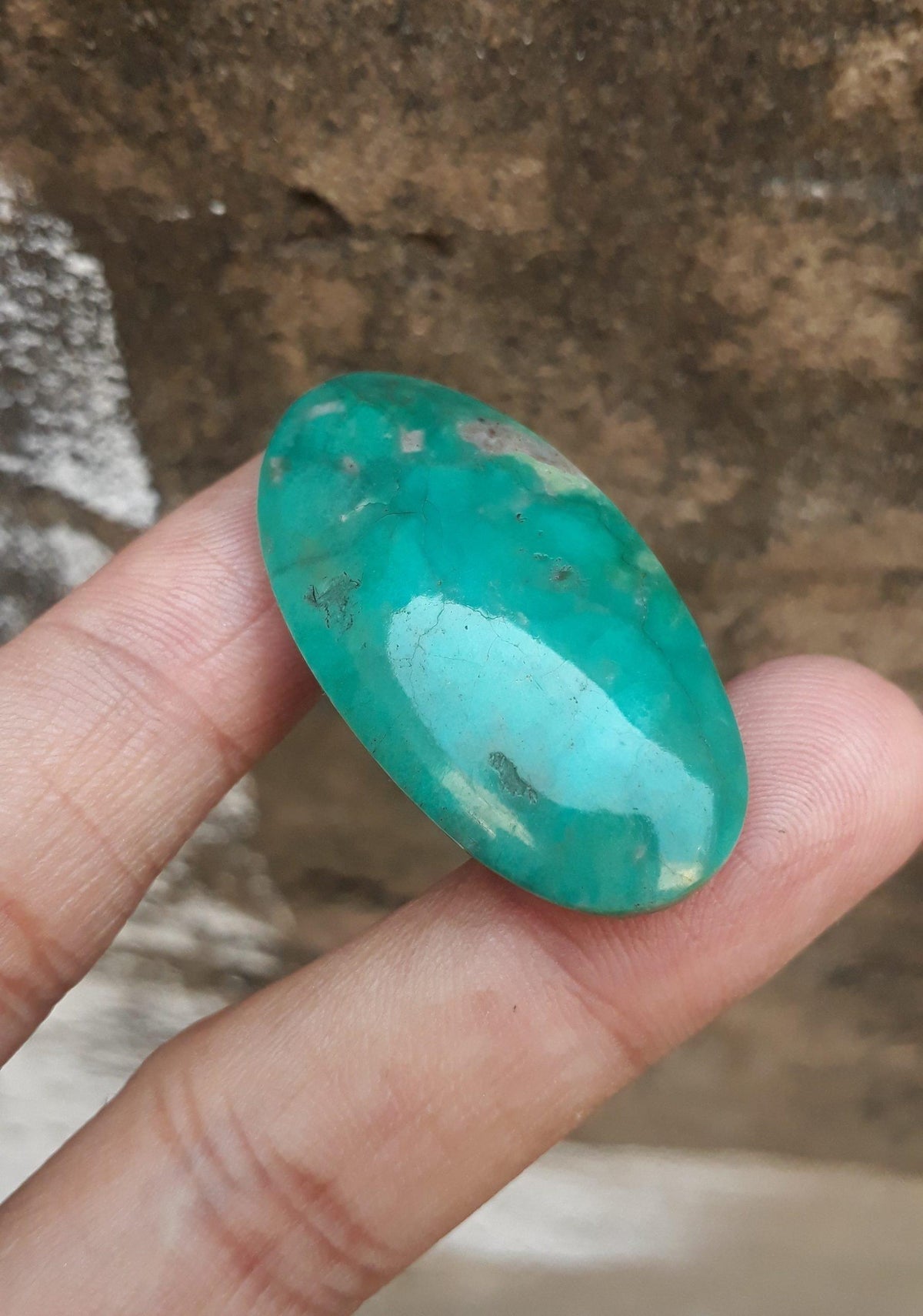 43ct Morenci Turquoise - Natural Green Matrix Turquoise - Shajri Feroza - Dimension - 41x22mm