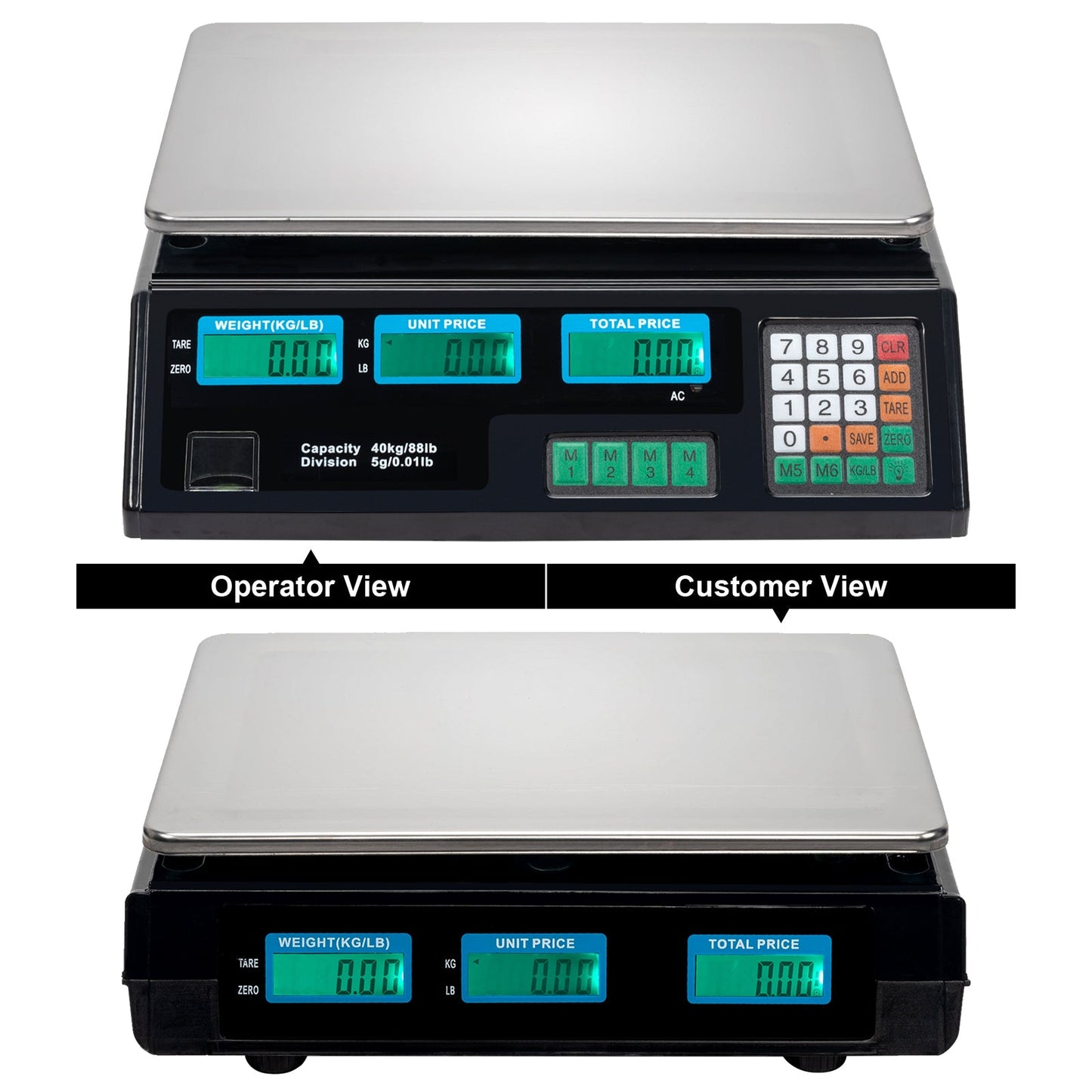 【Old code:17568532】ACS-30 40kg/5g Digital Price Computing Scale for Vegetable UK Plug Silver & Black