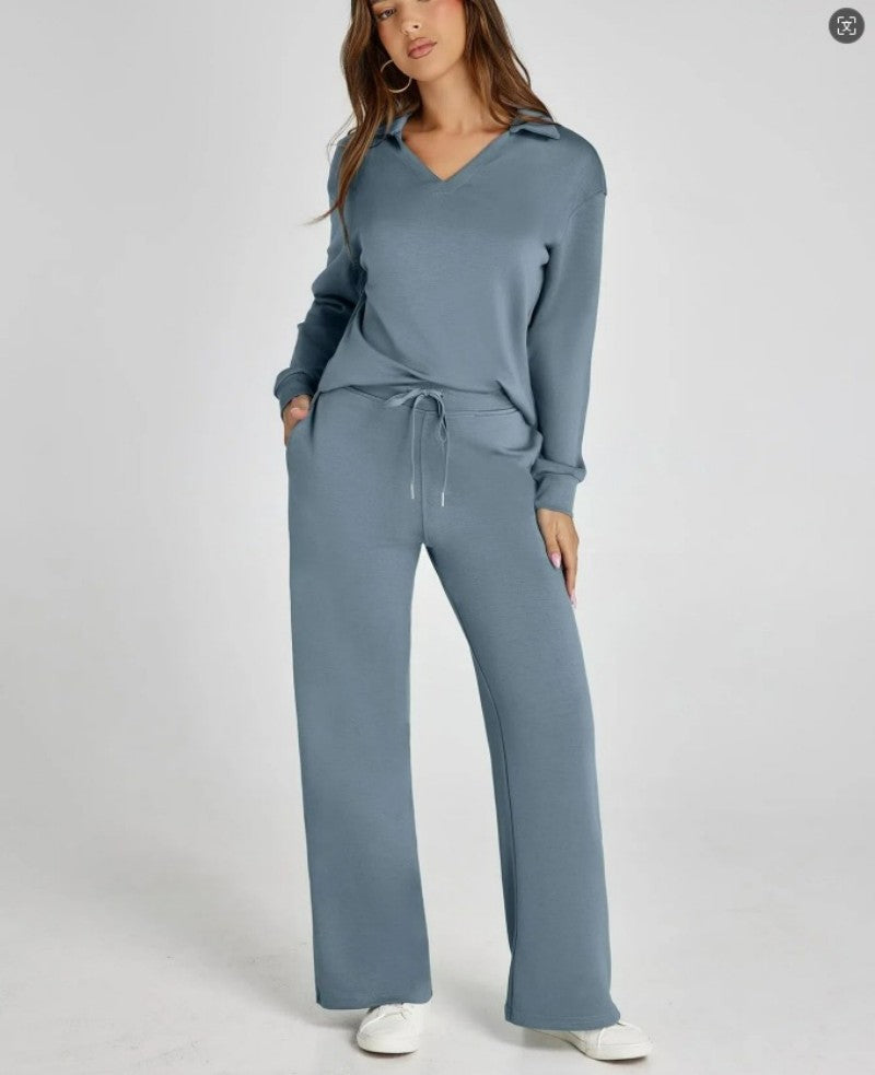 Horn trousers two-piece set-embroidered Ma Biao