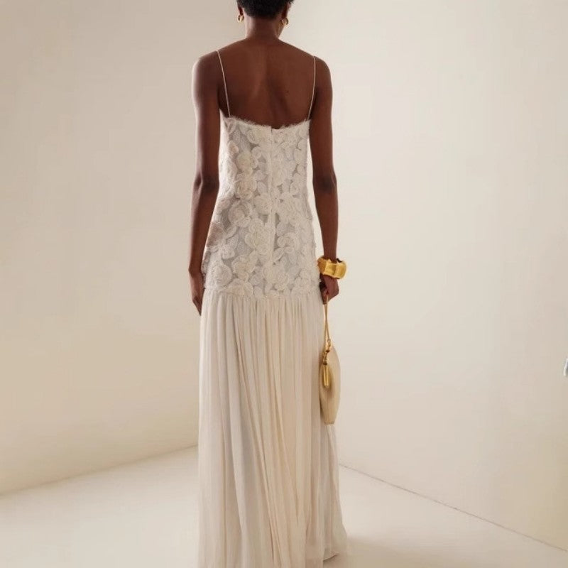 Three-dimensional Flower Chiffon Dress
