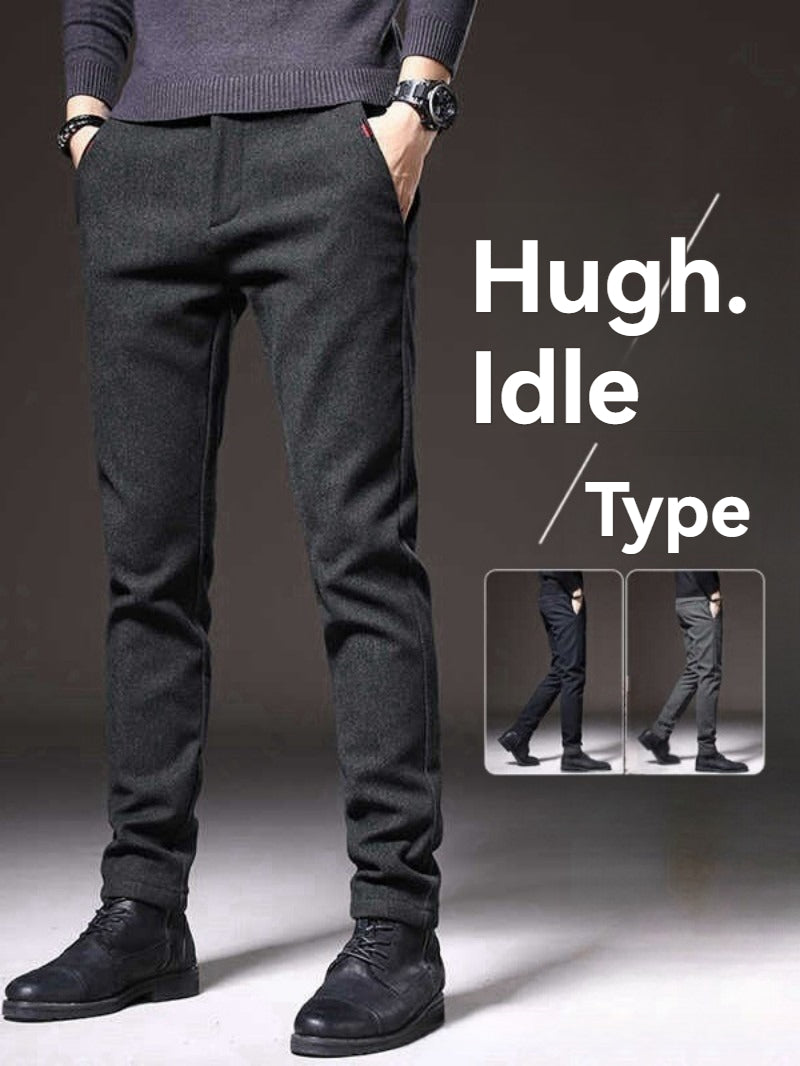 Men's Casual Pants Autumn and Winter Thickened