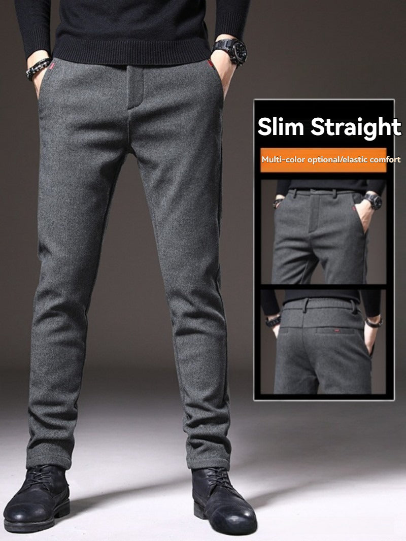 Men's Casual Pants Autumn and Winter Thickened