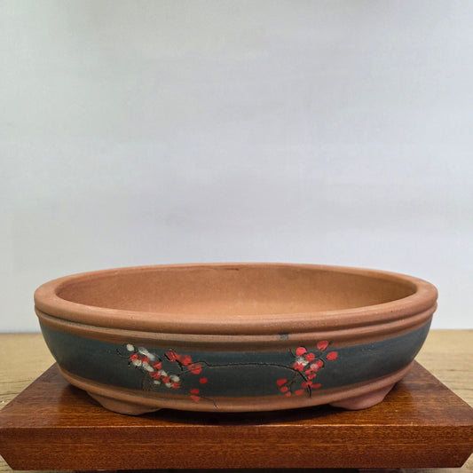 42cm Premium Unglazed Bonsai Pot | Oval | 42cm x 31cm x 11cm | Painted
