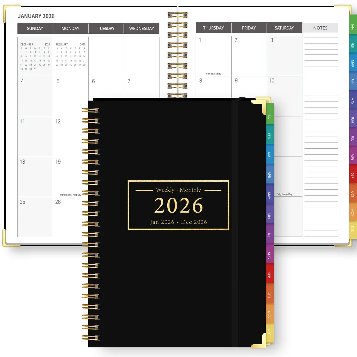 2026 A5 Weekly Monthly Planner – Organizer with Tabbed Dividers