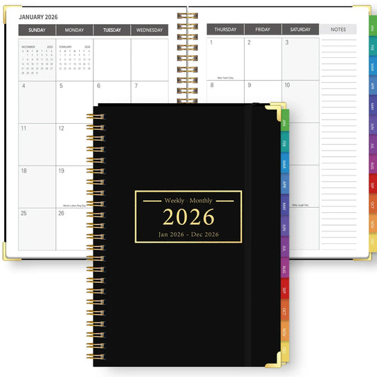 2026 A5 Weekly Monthly Planner – Organizer with Tabbed Dividers