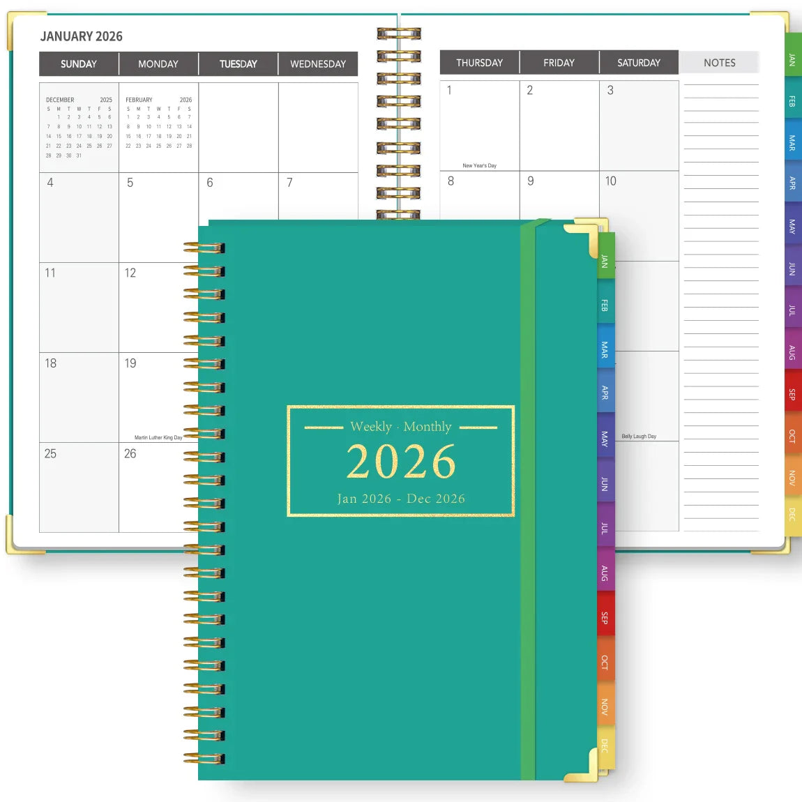2026 A5 Weekly Monthly Planner – Organizer with Tabbed Dividers