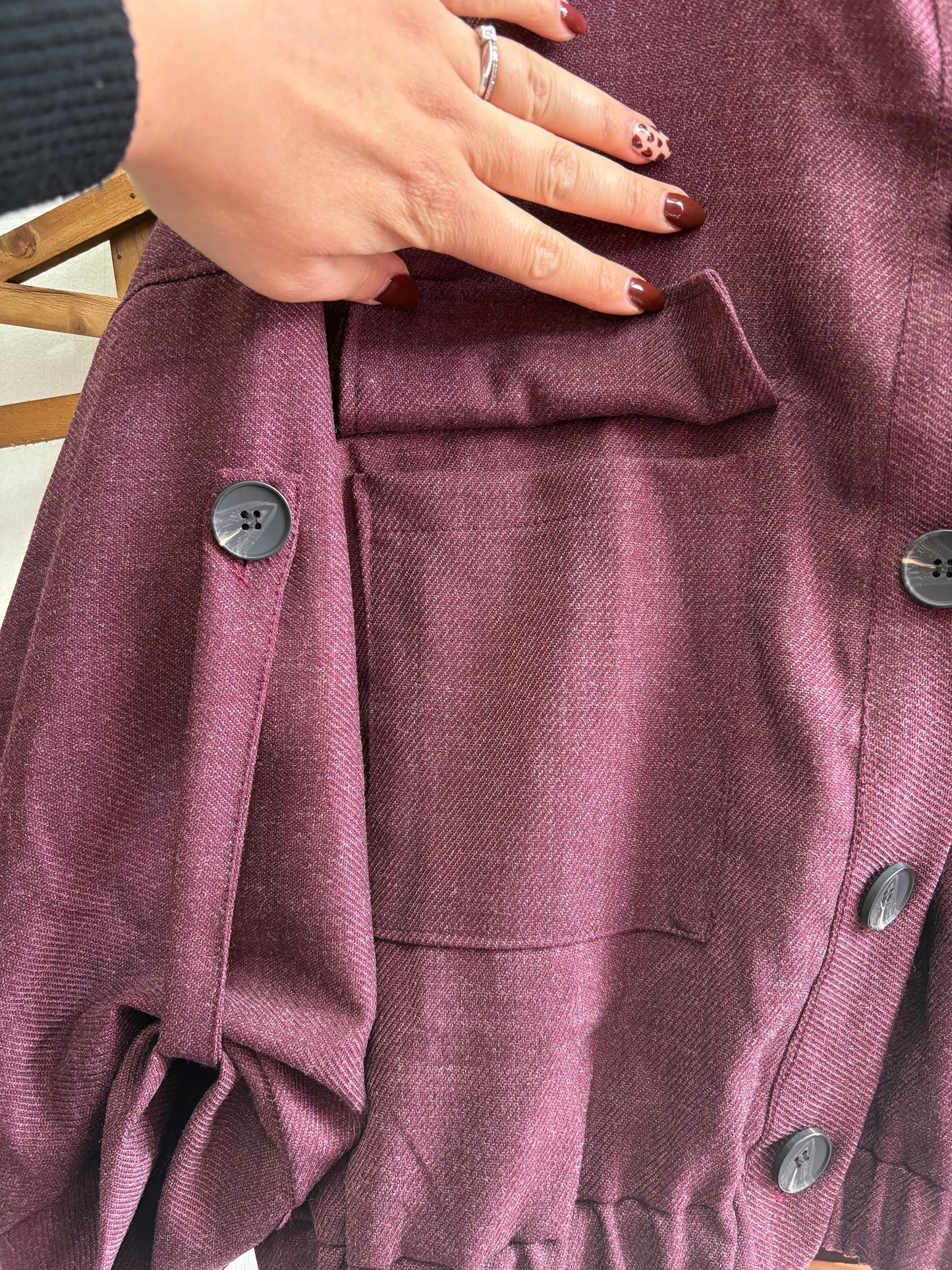 Luxtyle Berry Button Front Jacket – Fits up to 16/18