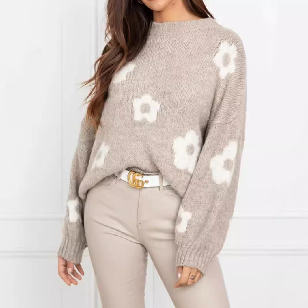 Autumn And Winter Women's Sweaters, Women's Floral Personalized Plus-size Trendy Sweaters