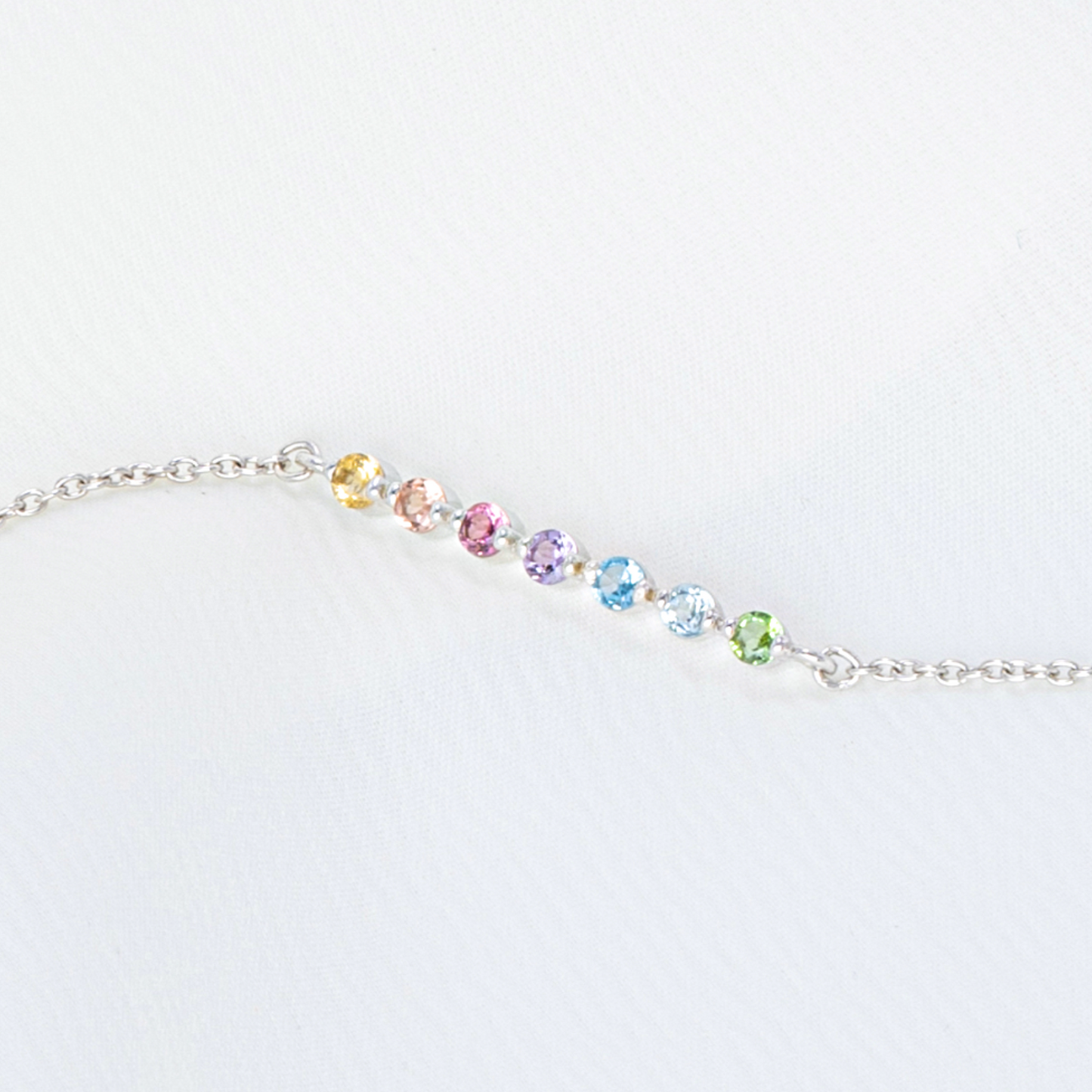 Pastel Rainbow Gemstone Bracelet in Sterling Silver