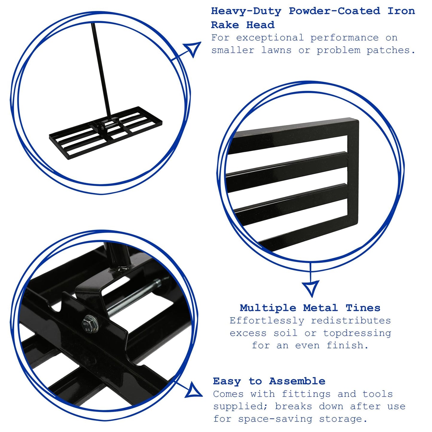 Heavy Duty Iron Lawn Levelling Rake