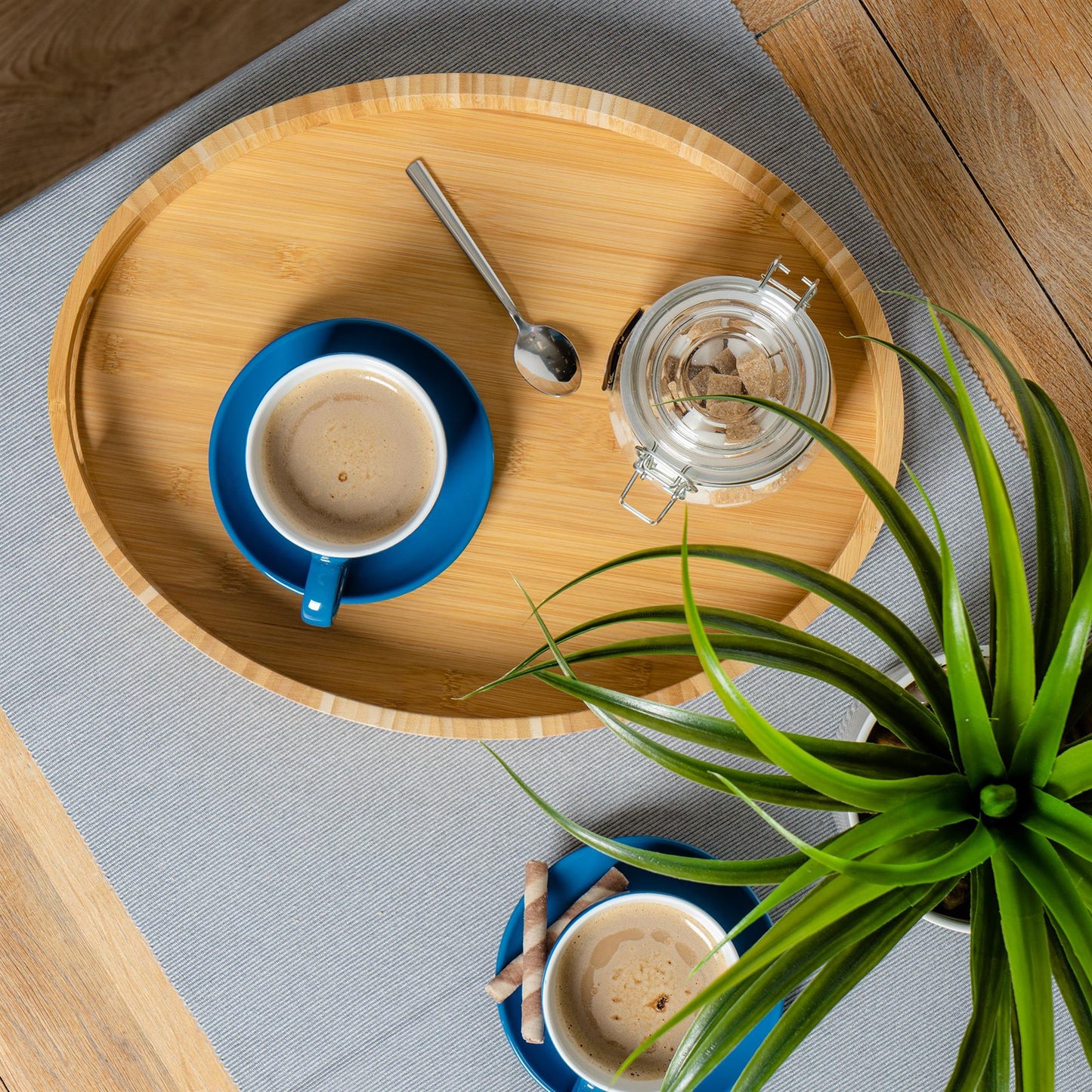 250ml Blue Cappuccino Cups & Saucers - Pack of Six