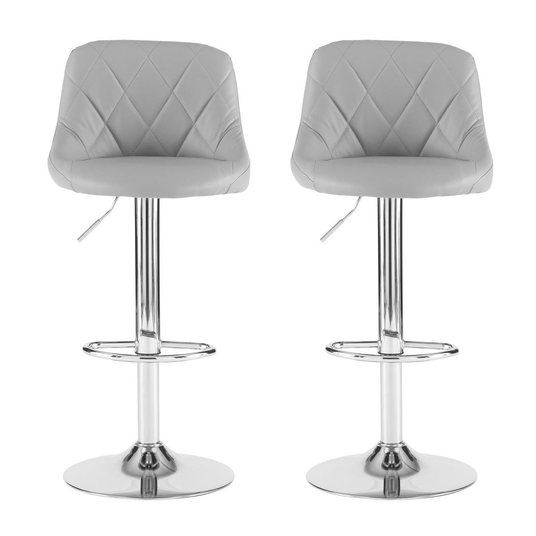 Neo Set of Two Grey Leather Bar Stools