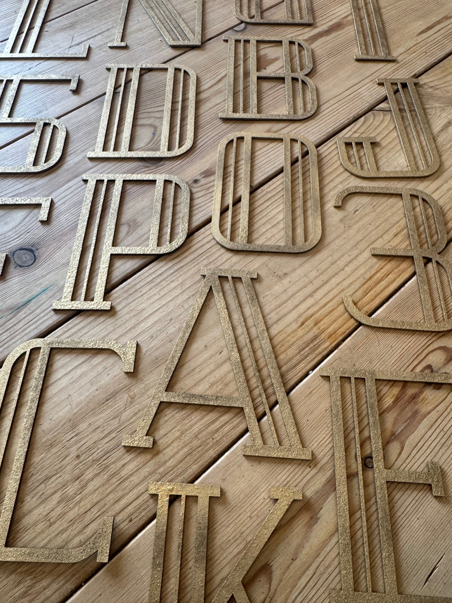 Gold Art Deco Metal Alphabet Letters – 5” or 12” Decorative Lettering A–Z