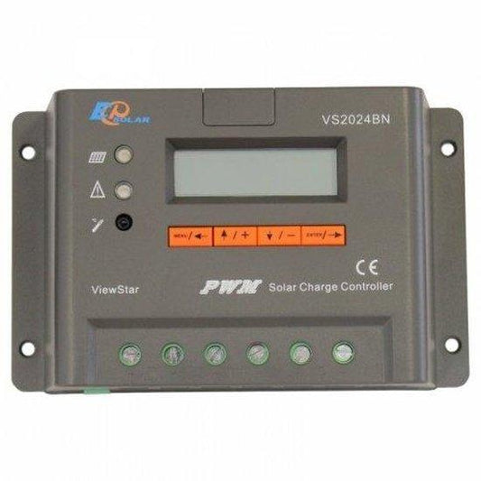 20A 12V/24V solar charge controller with LCD display, adjustable charging settings and energy statistics