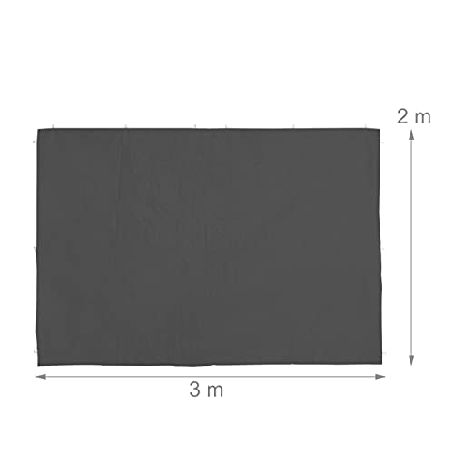 Relaxdays Side Wall Set of 2 H x W 2 x 3 m Gazebo Wall with Window, Waterproof, Side Panels for Gazebos, Grey