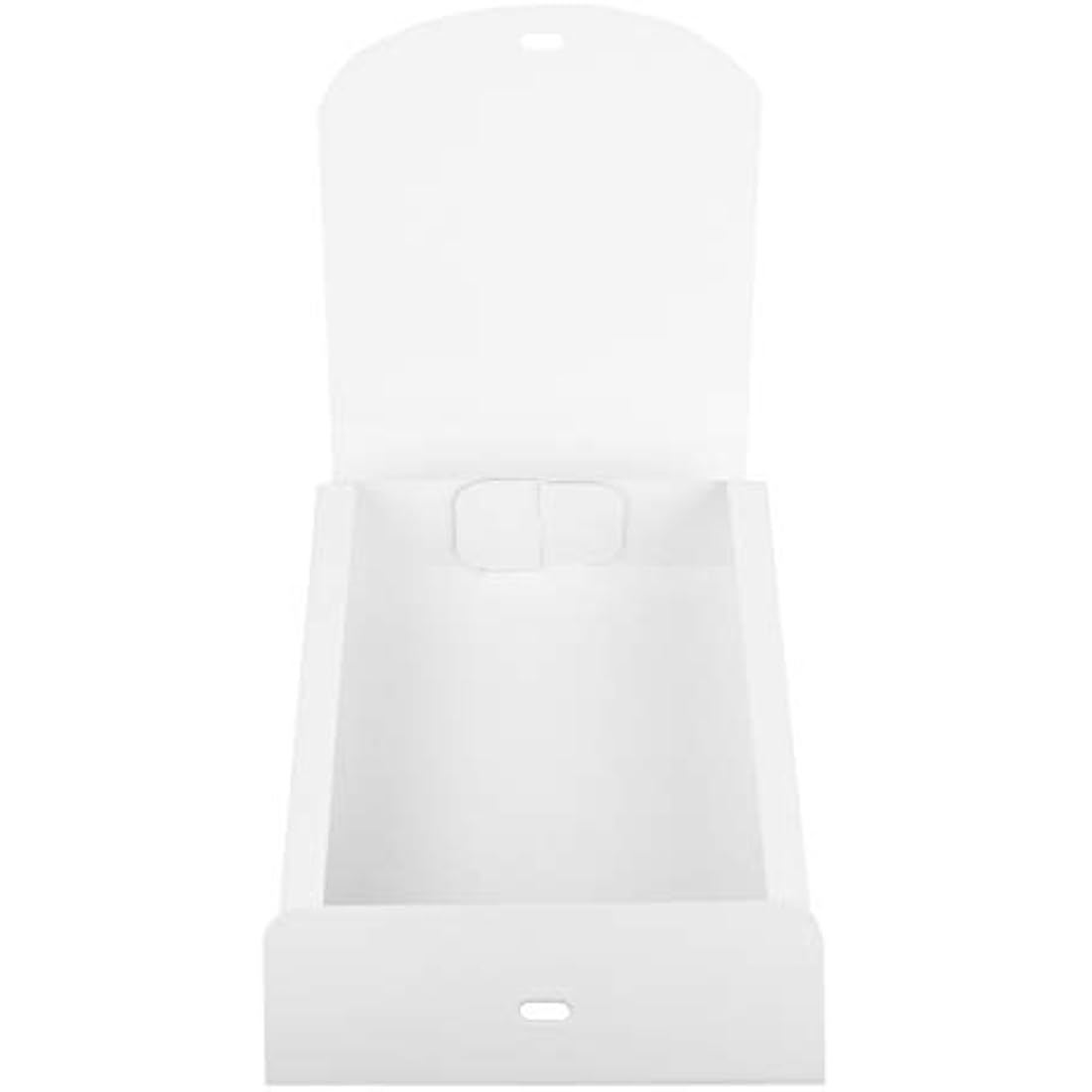 Emartbuy Pack of 12 Square Shaped Presentation Gift Box, 16.5 cm x 16.5 cm x 5 cm, Easy Assembly, White Box with Bow Ribbon