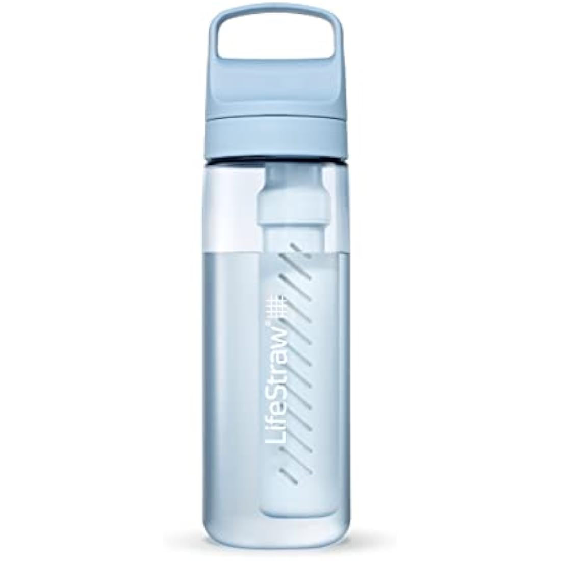 LifeStraw Go Series — BPA-Free Water Filter Bottle for Travel and Everyday Use Removes Bacteria, Parasites and Microplastics, Improves Taste, 22oz Icelandic Blue