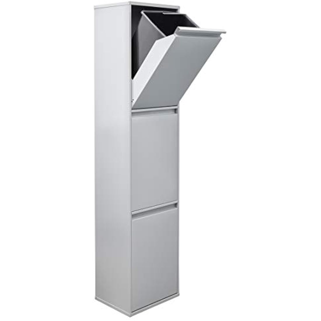Arregui Basic CR302-B Waste Bin for Waste Collecting Buckets, Steel Cabinet for Differentiated Waste, 3 Drop-Down Doors, 3 x 17 L (51 L), Light Grey