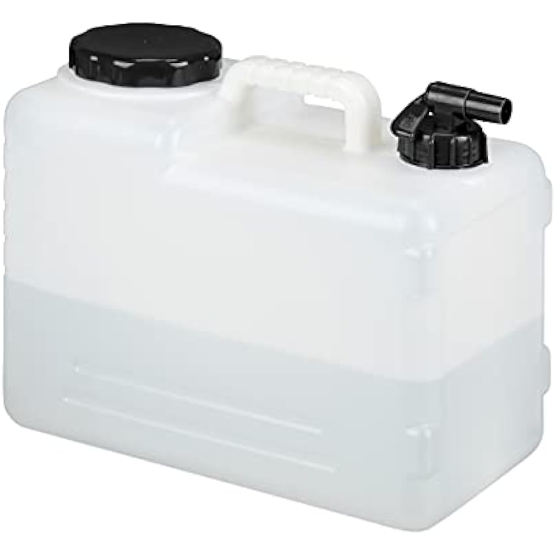 Relaxdays Water Canister with Tap, 15 litres, Camping Container, BPA-Free Plastic, Wide Opening, Handle, White/Black