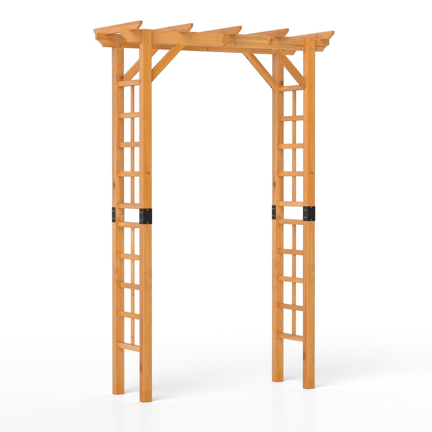 215 cm Garden Arch Wooden Arbor Wedding Arch for Parties-Orange