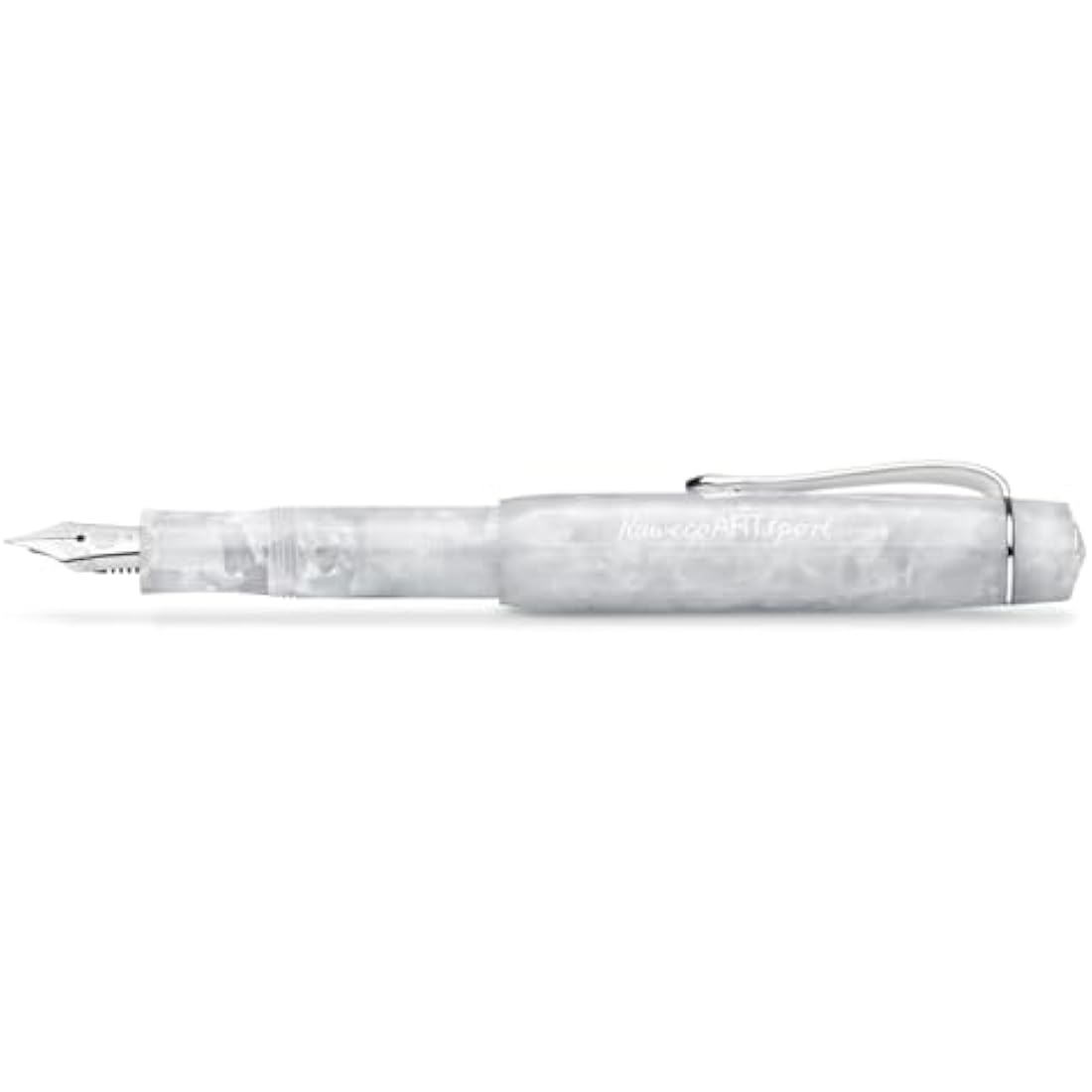 Kaweco ART SPORT Fountain Pen Mineral White I Exclusive Acrylic Reservoir Pen for Ink Cartridges With Steel Nib 12.5 cm I Including Metal Box I Nib: B (Broad)
