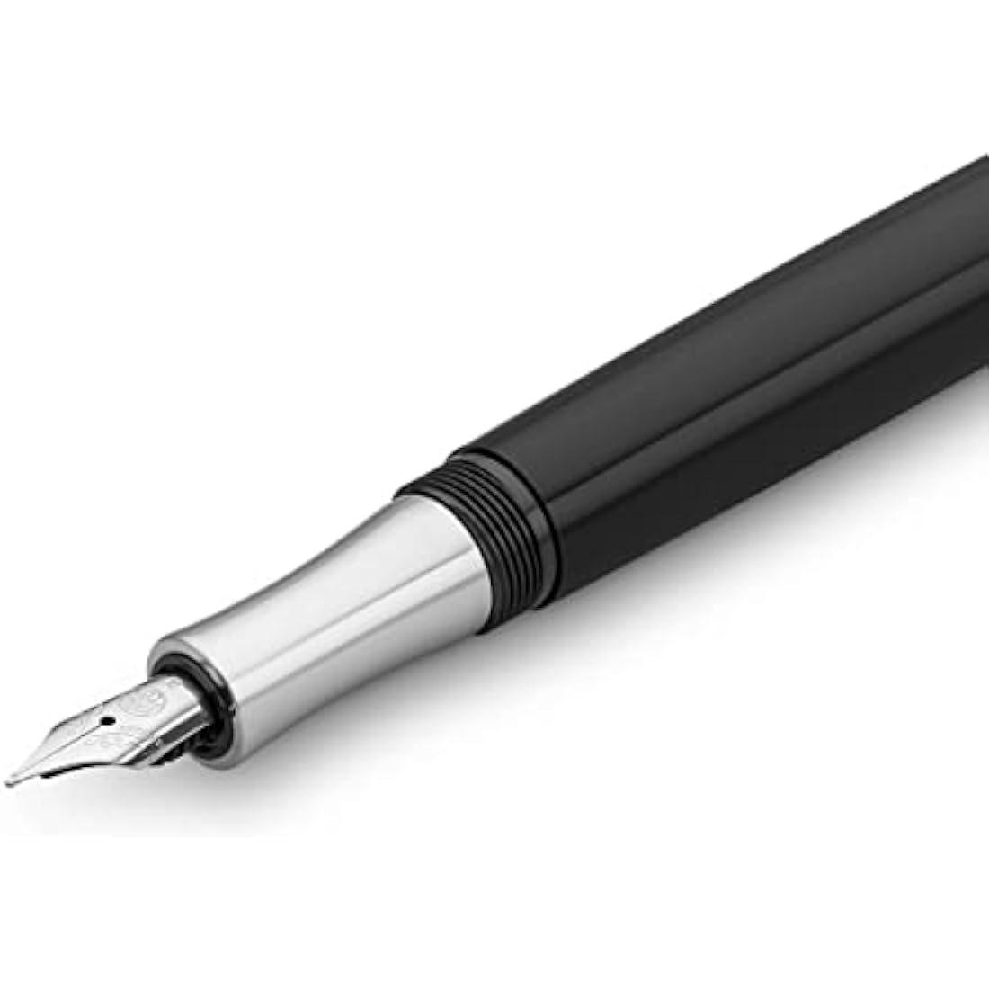 Kaweco STUDENT Black Fountain Pen I Premium Acrylic Fountain Pen for Ink Cartridges I Nostalgic Fountain Pen in Black with Silver Details I Student Pen 16 cm I Nib: F (Fine)
