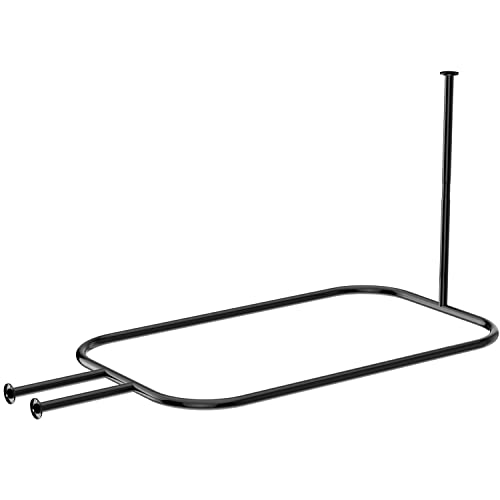 Sikaiqi Al alloy Oval Shower Curtain Rod Hoop Square Shape Bathroom 58.3"x24" Rod for Clawfoot Tub Free Standing Tubs (Black)