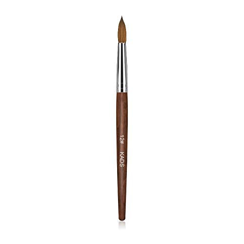 Red Wooden Nail Brush Kolinsky Sable Hair Nail Tool Acrylic Professional Nail Art Brush for UV Gel Polish (12#)