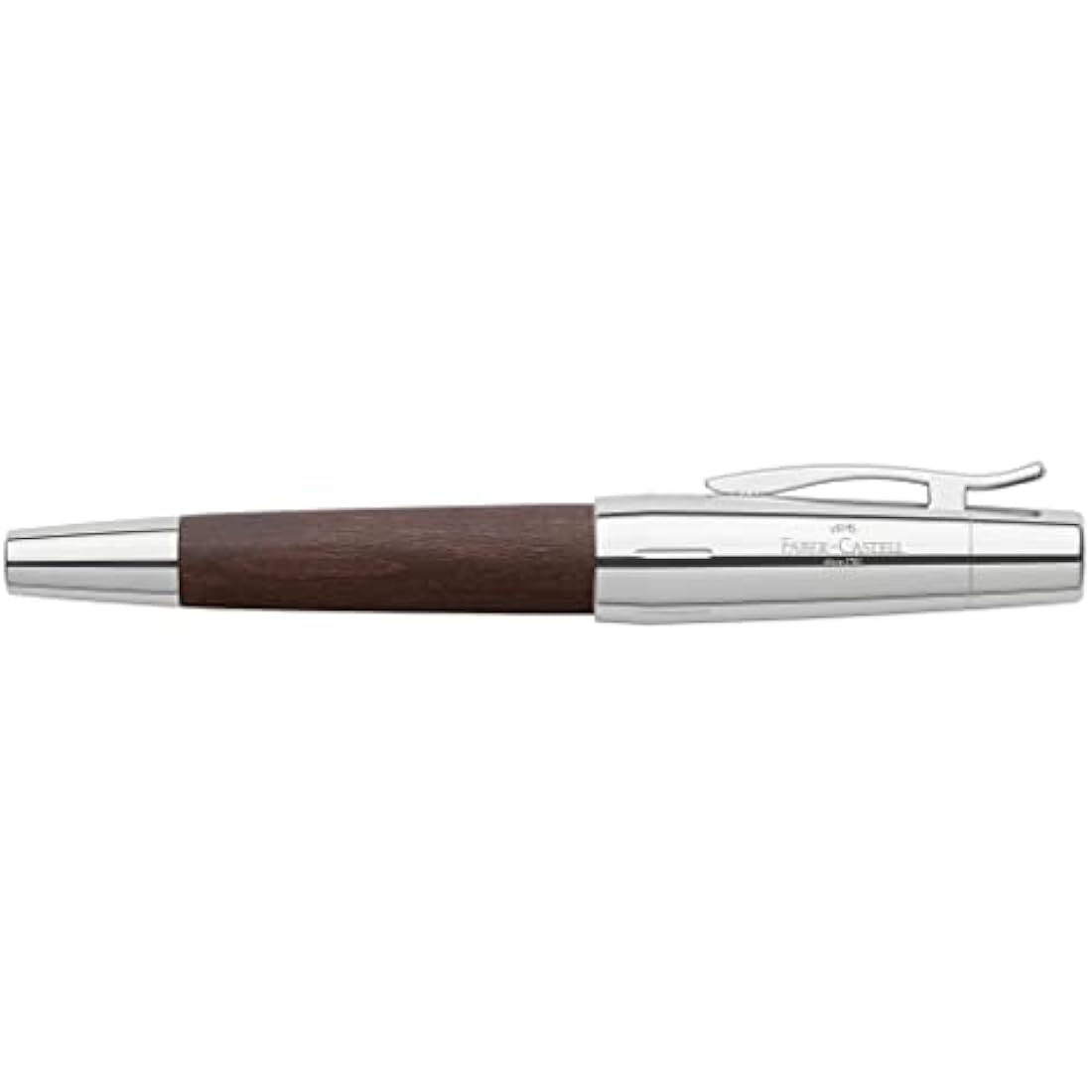 Faber-Castell E-Motion Chrome Wood Fountain Pen - Dark Brown Medium