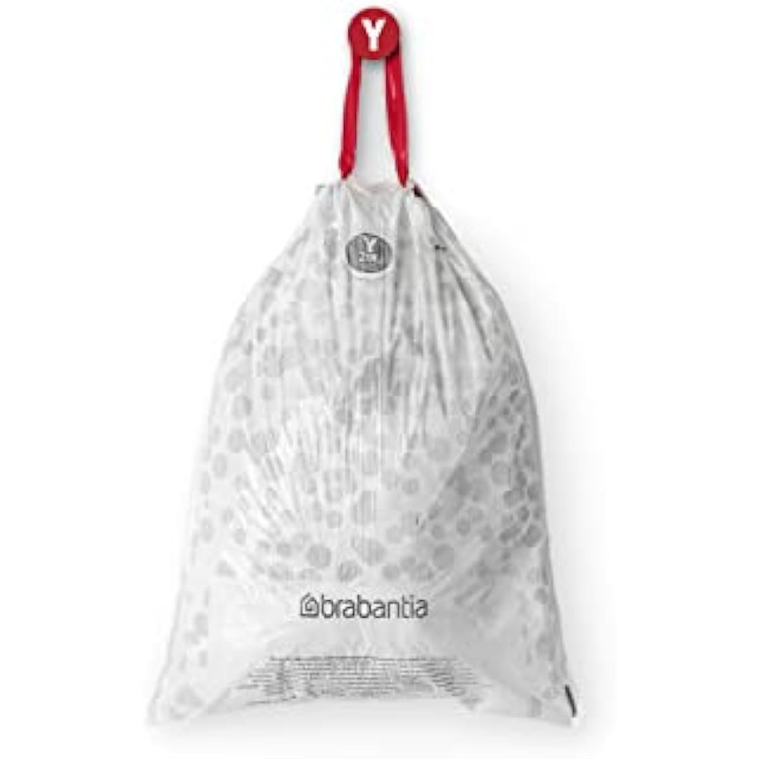 Brabantia 138263 PerfectFit Bin Liners (Size Y/20 Litre) Thick Plastic Trash Bags with Tie Tape Drawstring Handles (40 Bags), White