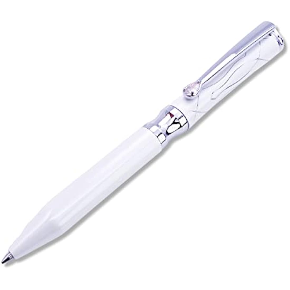 LACHIEVA LUX Pearl White Elegant Crystal Executive Metal Ballpoint Pen with German-made P900M Refills, Luxury and High end Writing Instruments for women-White