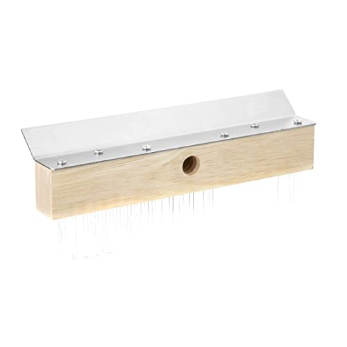 Vogue Pizza Oven Brush Head with Scraper, 10 inch Head, Brown, Carbon Steel Bristles, Size: 80(H) x 255(W)mm, Handle (GE211) Sold Separately, GE204