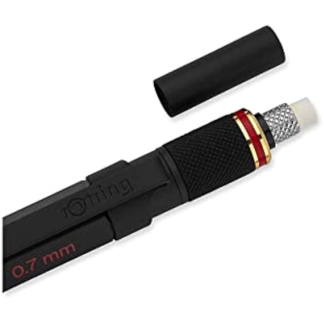 rOtring 800+ Mechanical Pencil and Touchscreen Stylus | Twist-to-Retract HB 0.7 mm Propelling Pencil | Black Metal Barrel