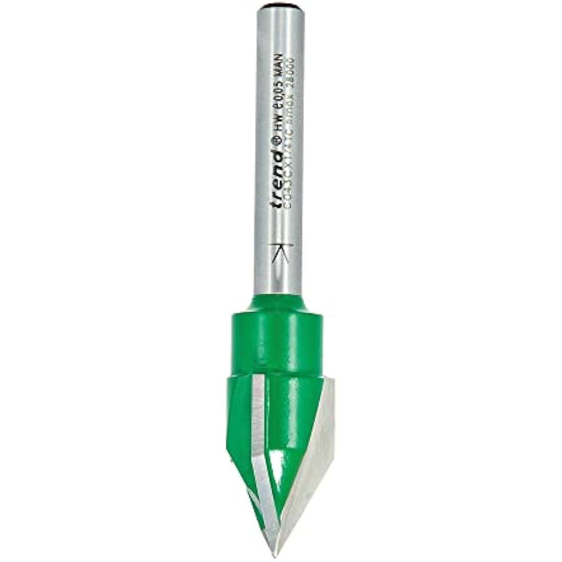 Trend CraftPro Triple Flute Engraver Router Cutter Bit, 1/4 Inch Shank, 15.1 mm Cut Diameter & 60 Degree V Groove, Tungsten Carbide Tipped, C043CX1/4TC