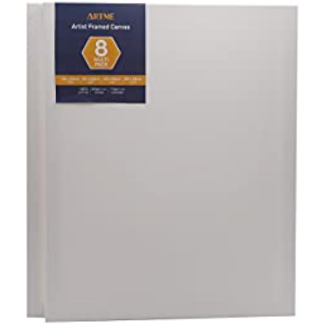 Artme Pre-Stretched Canvas 8pcs –24x30, 30x40, 40x50, 50x60 Assorted Artist Framed Canvas/ 280GSM/100% Cotton/Blank/Triple Primed/Acid Free/Medium Grain/ 1.7cm - Acrylic/Oil