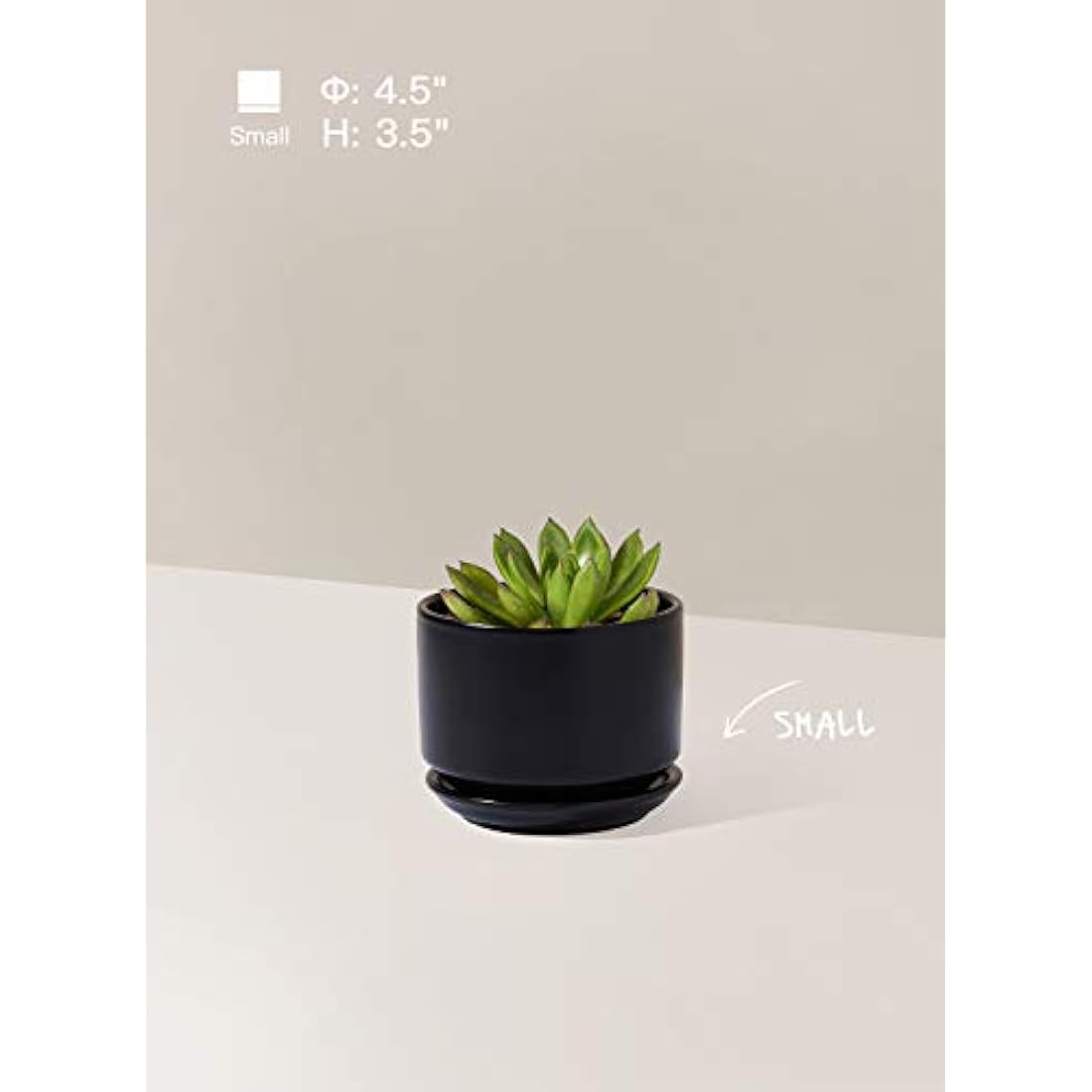 LE TAUCI Plant Pots, 11+13+17 cm Ceramic Planters, Set of 3 Flower Pots with Drainage Hole and Saucer, Indoor Plant Pot with Hole Mesh Pad, Gifts for Mom, Black